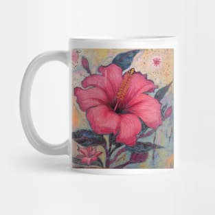 Pink Hibiscus Flower in art brut style Mug